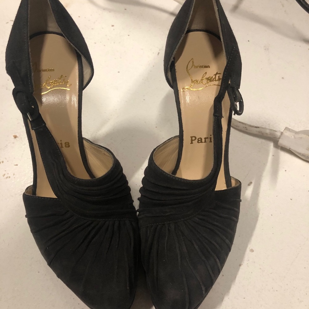 Christian loubotin suede pumps blackish grey